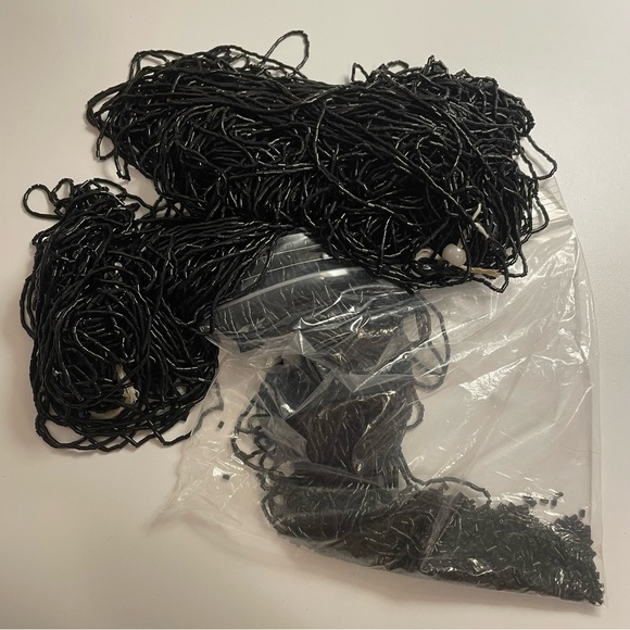 Vintage 1970's Black Bugle Beads - Picture 2 of 3